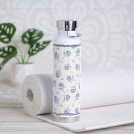 Blaue und weiße Hortensien-Botanical-Toile-Muster Trinkflasche