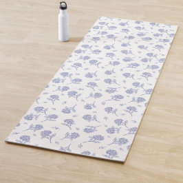Blaue und weiße Hortensien-Botanical-Toile-Muster Yogamatte