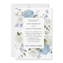 Blaue und weiße Hortensien, weiße Rosen Blumen