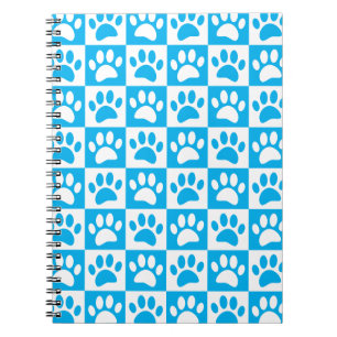 Blaue und weiße Hundepacken in Quadraten nach Maß Notizblock