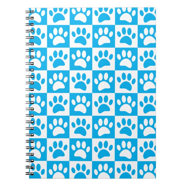Blaue und weiße Hundepacken in Quadraten nach Maß Notizblock (Vorderseite)