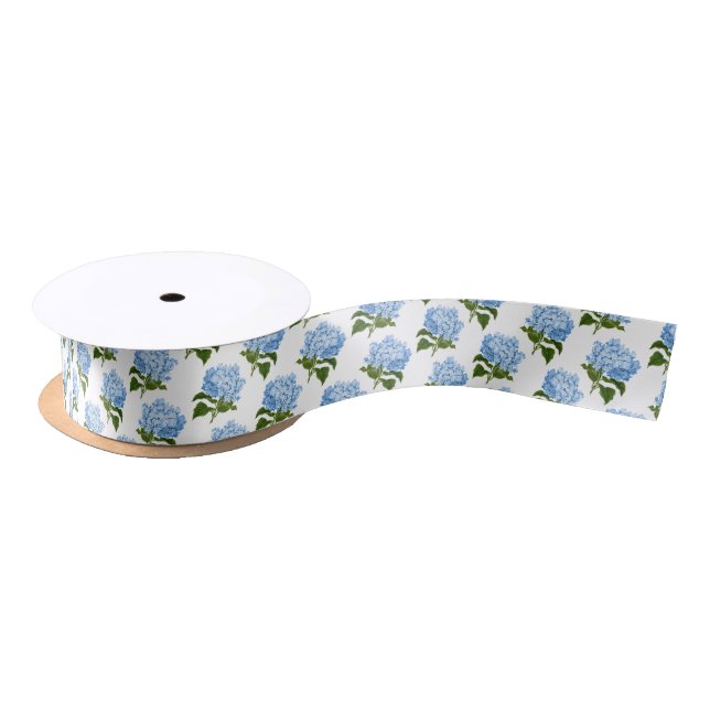 Blaue und weiße Hydrangea-Blume Satinband (Spule)