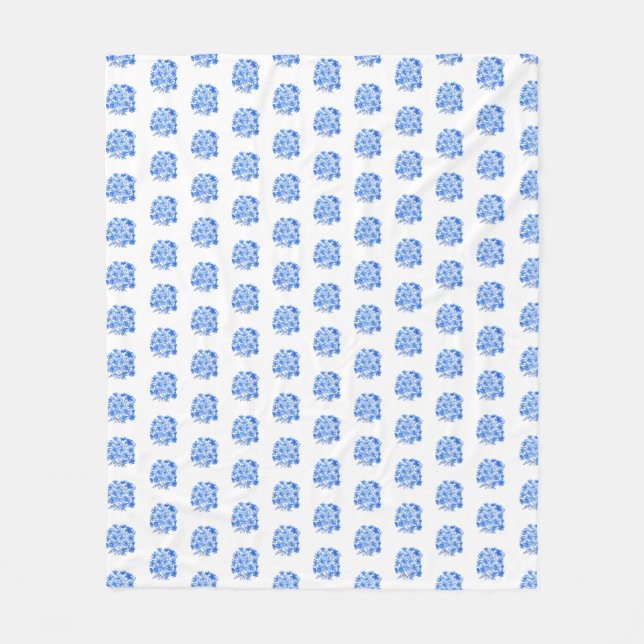 Blaue und weiße Hydrangea-Muster Fleecedecke (Vorderseite)