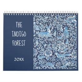 Blaue und weiße Indigowaldtiere Kalender