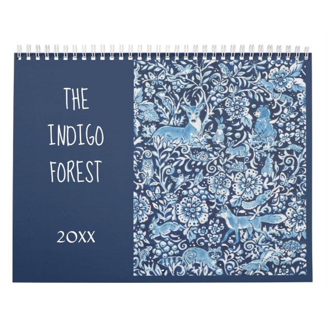 Blaue und weiße Indigowaldtiere Kalender (Titelbild)