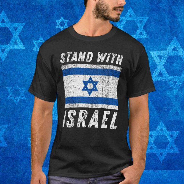 Blaue und weiße israelische Flagge, stehen Sie mit T-Shirt (Von Creator hochgeladen)