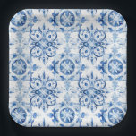 Blaue und weiße italienische Aquarellmuster Pappteller<br><div class="desc">Blaue und weiße italienische Aquarellmuster</div>