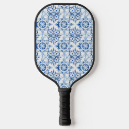 Blaue und weiße italienische Aquarellmuster Pickleball Schläger