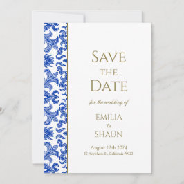 Blaue und weiße Italienische Hochzeit retten das D Einladung