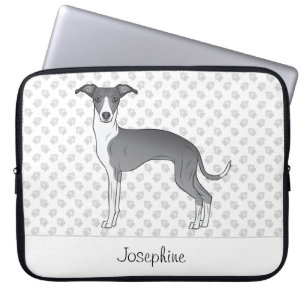 Blaue und weiße italienische Windhunde mit Individ Laptopschutzhülle