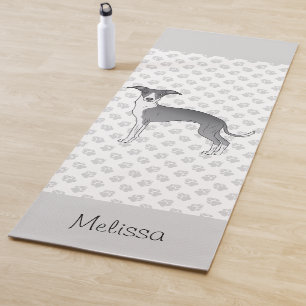 Blaue und weiße italienische Windhunde mit Individ Yogamatte