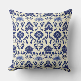 Blaue und weiße Jugendstil Chinoiserie Peña Kissen