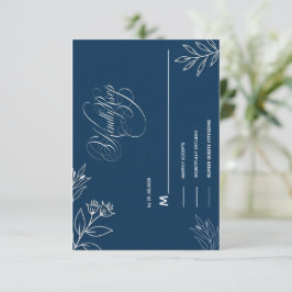 BLAUE UND WEISSE KALIGRAFIE-SCHRIFT ARTIG ERWIDERU RSVP KARTE