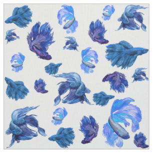 Blaue und weiße Kampffische Stoff