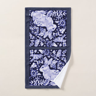Blaue und weiße Kaninchen Bird Bath Handtuch Dedha