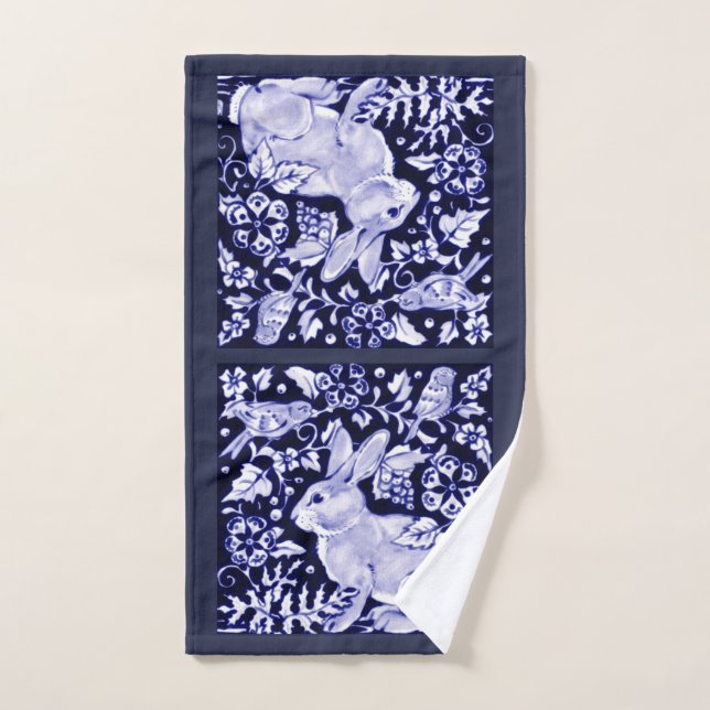 Blaue und weiße Kaninchen Bird Bath Handtuch Dedha (Handtuch)