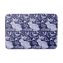 Blaue und weiße Kaninchen Bird Bath Mat Dedham Nav