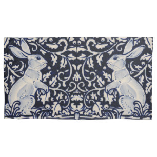 Blaue und weiße Kaninchen Bunny Scroll Nature Kin Kissenbezug