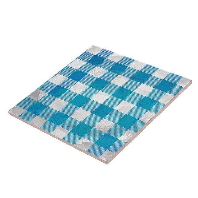 Blaue und weiße karierte Büffelkarosserie Fliese (Seite)