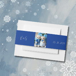 Blaue und weiße kichtige Hochzeitsfigur Einladungsbanderole