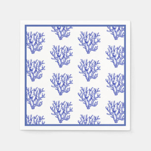 Blaue und weiße Korallennapkins Serviette