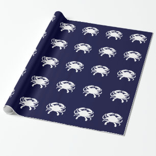 Blaue und weiße Krabbenform Geschenkpapier