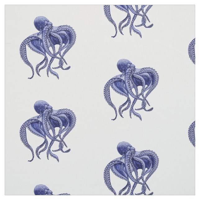 Blaue und weiße Kraken Stoff (Muster)