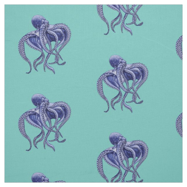 Blaue und weiße Kraken Stoff (Muster)