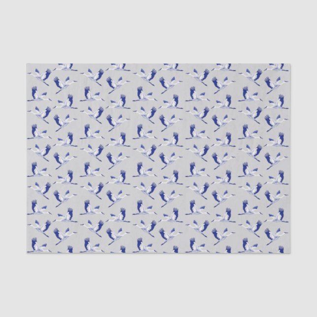 Blaue und weiße Krane Seidenpapier (Vorderseite)