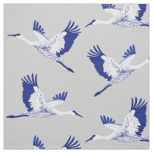 Blaue und weiße Krane Stoff