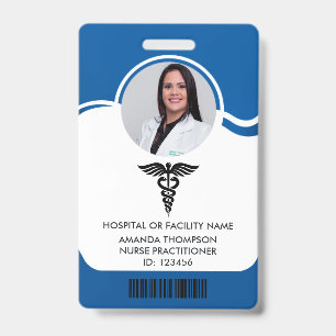 Blaue und weiße Krankenpfleger-Foto-ID Ausweis