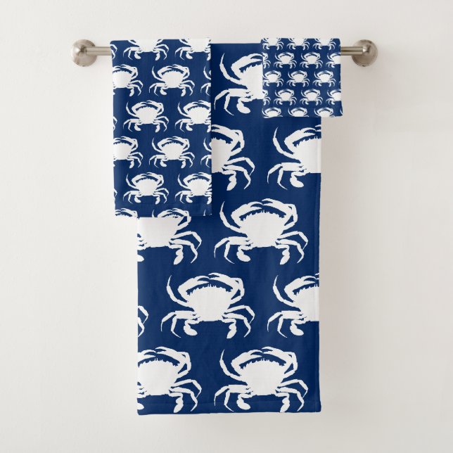 Blaue und weiße Krebse Badhandtuch Set (Insitu)