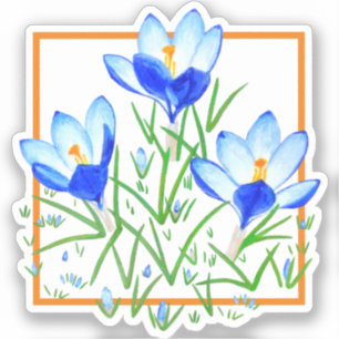 Blaue und weiße Krokusblumen individuell zugeschni Aufkleber