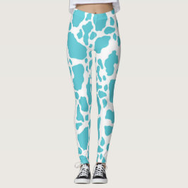 Blaue und weiße Kuhflecken - Muster für Tierdrucke Leggings