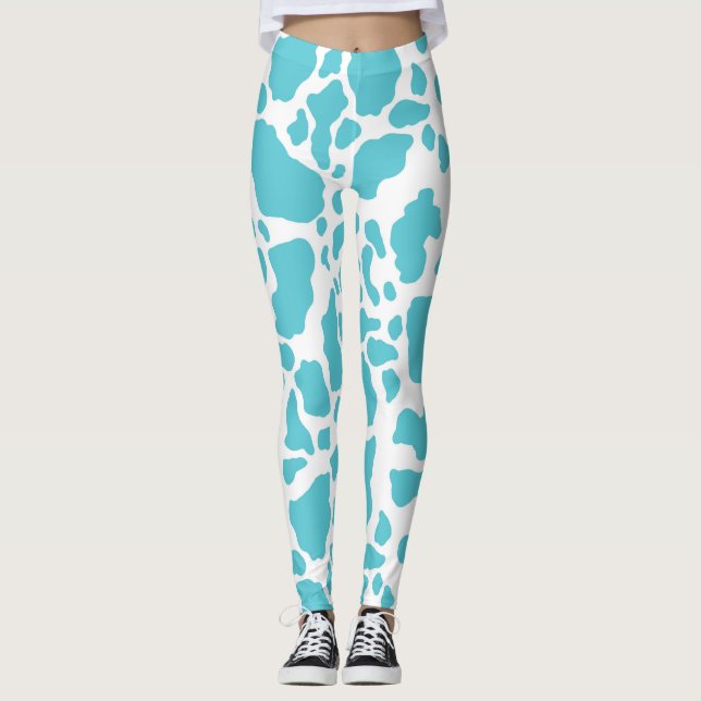 Blaue und weiße Kuhflecken - Muster für Tierdrucke Leggings (Vorderseite)