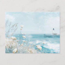 Blaue und weiße Küstenlandschaft Postkarte