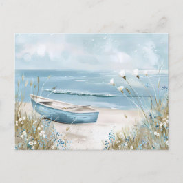Blaue und weiße Küstenlandschaft Postkarte