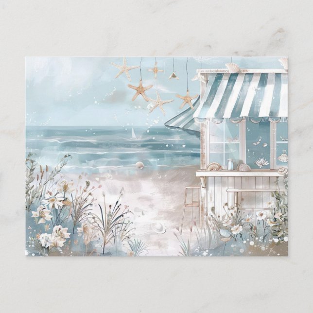 Blaue und weiße Küstenlandschaft Postkarte (Vorderseite)