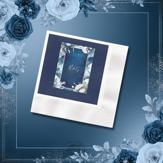 Blaue und weiße Küstenvibe Serviette (Von Creator hochgeladen)