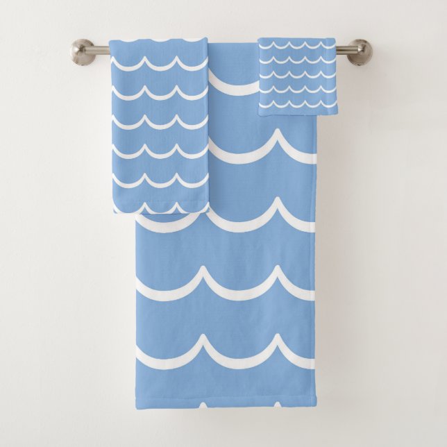 Blaue und weiße Küstenwache Badhandtuch Set (Insitu)