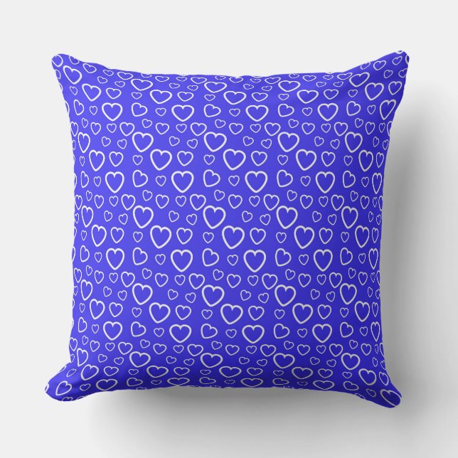 Blaue und weiße Liebe Herzmuster Kissen (Vorderseite)