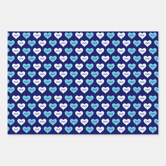 Blaue und weiße Liebe Vater Muster Geschenkpapier Set (Vorderseite)