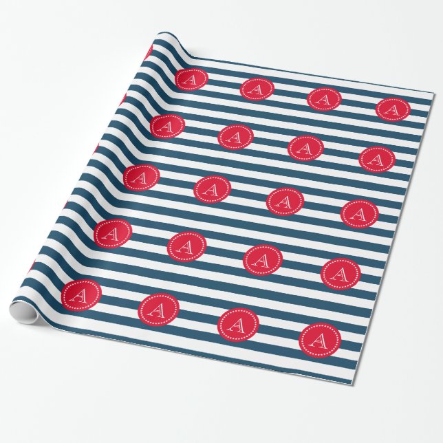 Blaue und weiße Marinemuster Geschenkpapier (Ungerollt)