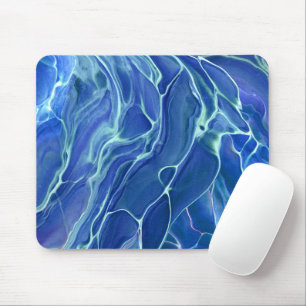 Blaue und weiße Marmor-Acrylabstraktion Mousepad
