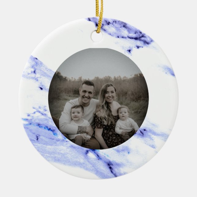 Blaue und weiße Marmorplatte Keramik Ornament (Vorne)