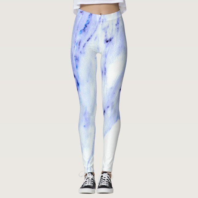 Blaue und weiße Marmorplatte Leggings (Vorderseite)