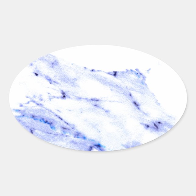 Blaue und weiße Marmorplatte Ovaler Aufkleber (Vorderseite)