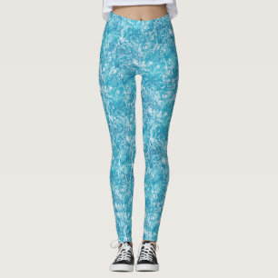 Blaue und weiße Marmorstruktur Leggings