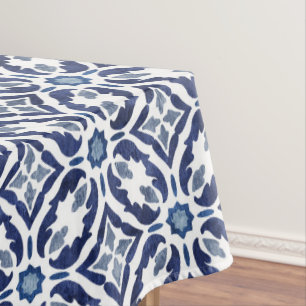Blaue und weiße marokkanische Fliesen  Tischdecke