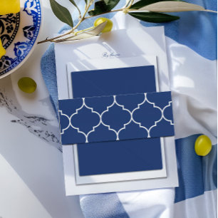 Blaue und weiße Mittelmeerküste Hochzeit Einladungsbanderole